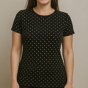 LOFT Black & White Polka‎ Dot Short Sleeve Top Size S